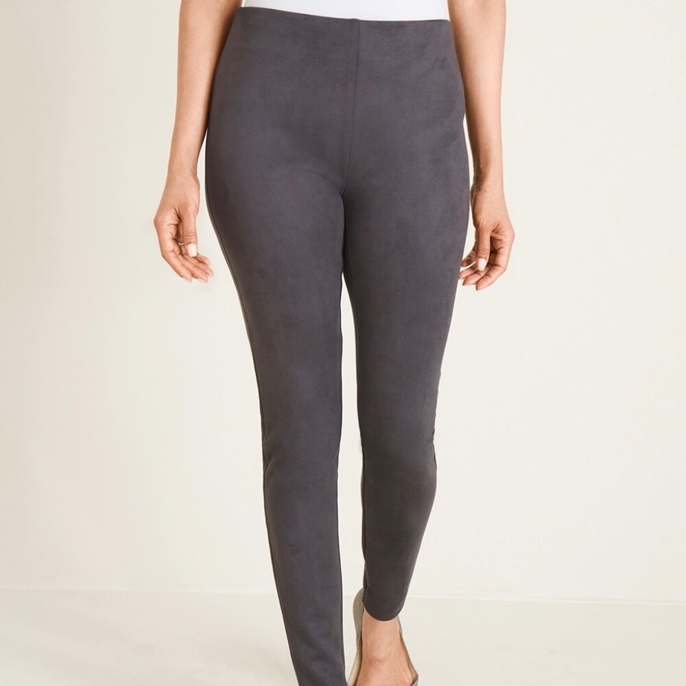 NWT Chico's Vegan Suede Leggings Castlerock Gray Size 0R / US 4R